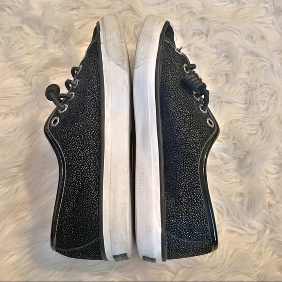 Sperry Seacoast Black Glitter Caviar Sneakers-6 - Picture 11 of 12